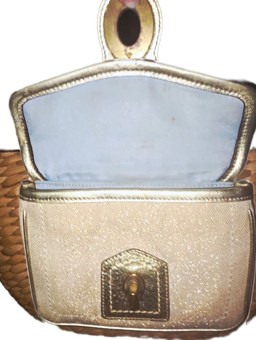 Coach 10749 Lily 65th Anniversary Ed. Large Straw W/Gold Leather Trim Tote Bag - Picture 4 of 8